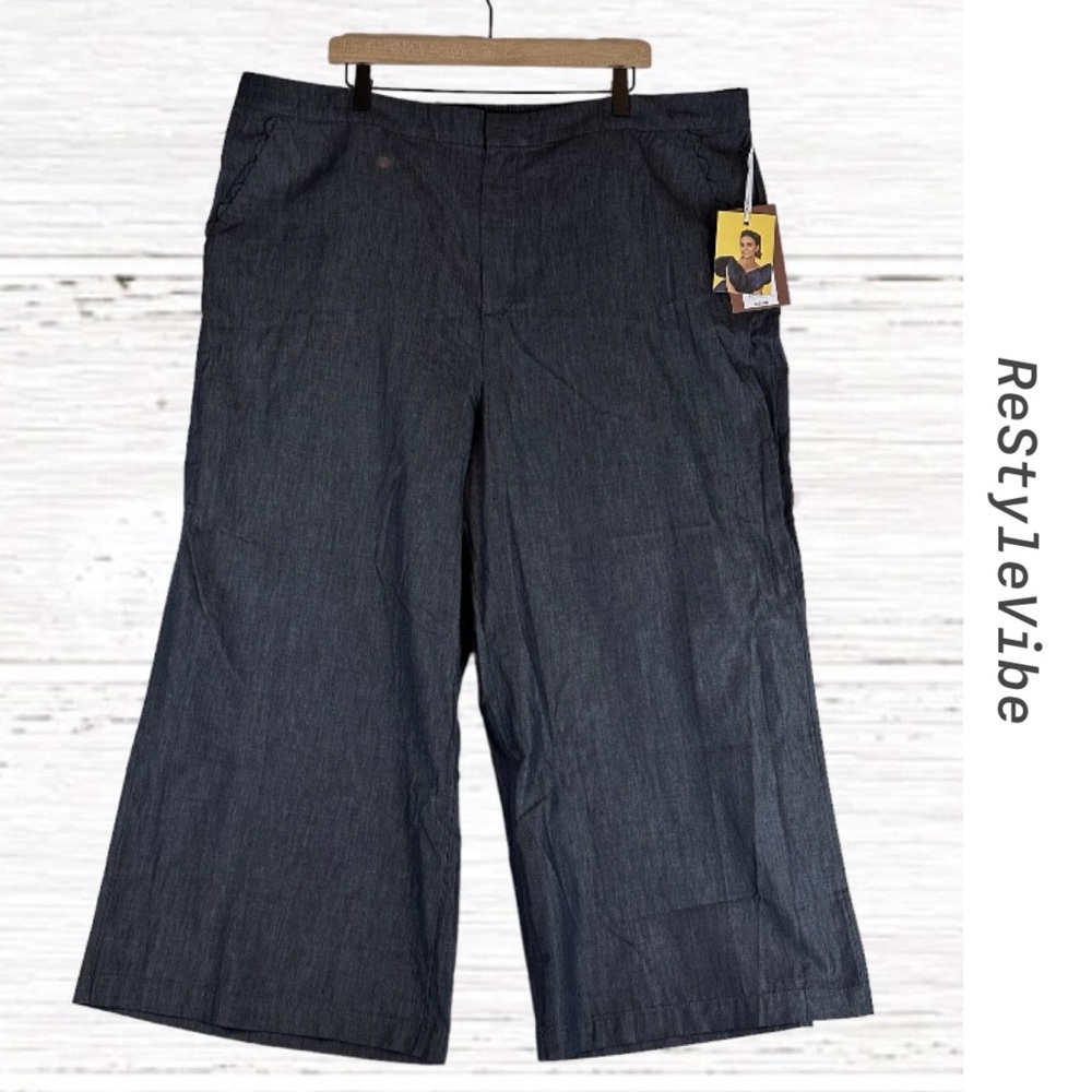 KIKA VARGAS Women’s Size 28W/30W Pants Crop Wide Leg Denim Indigo NWT High Rise
